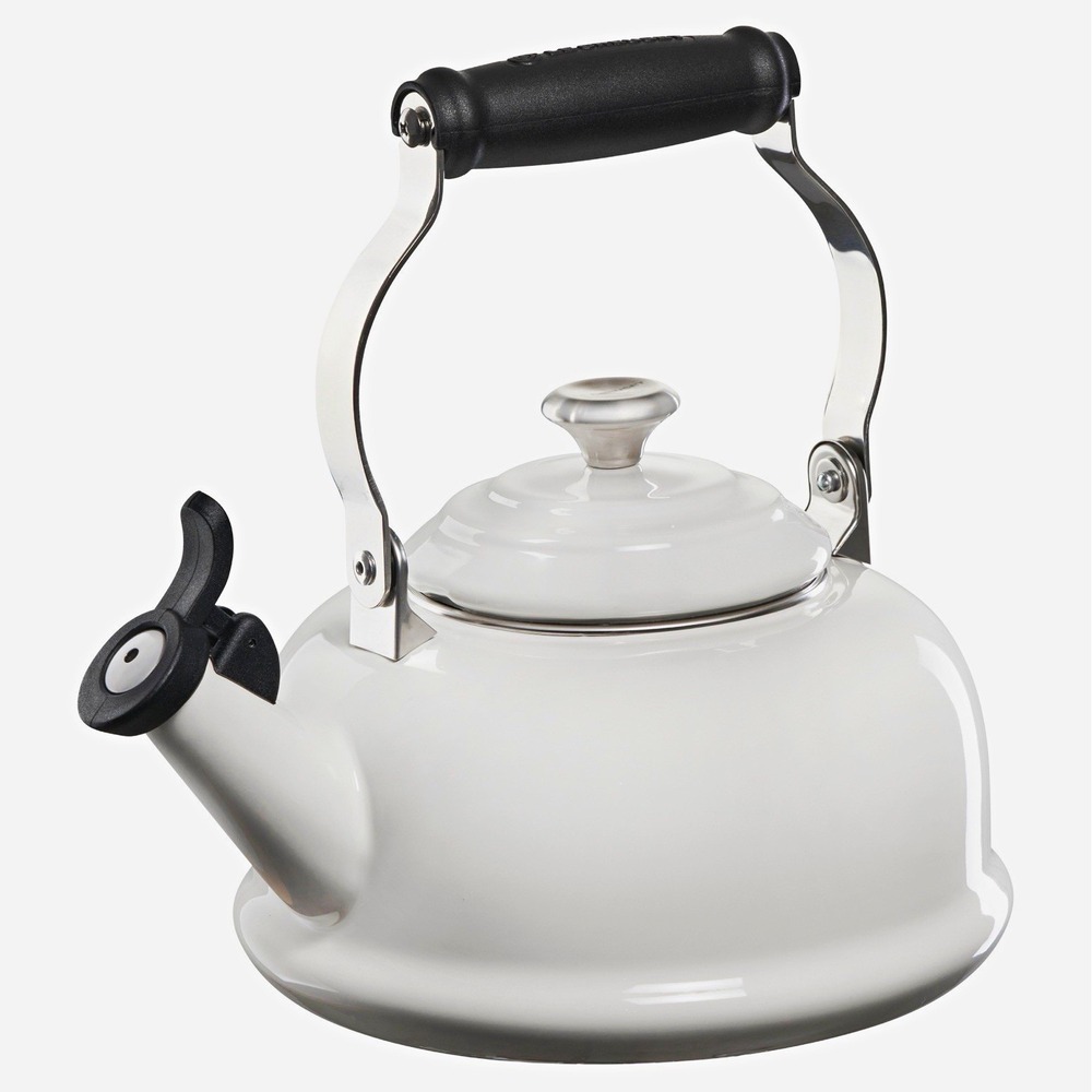Le Creuset White Enamel-on-Steel Whistling Tea Kettle 1.7 qt Induction